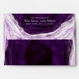 Amethyst Purple & Silver Geode Monogram Wedding Envelope