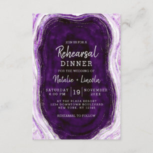 Amethyst Purple & Silver Geode Rehearsal Dinner Invitation