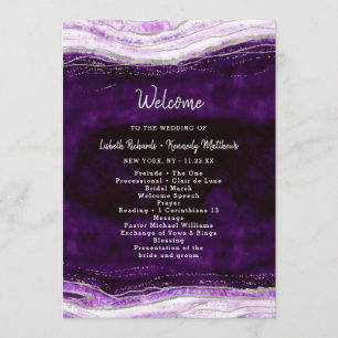Amethyst Purple & Silver Geode Wedding Ceremony Program