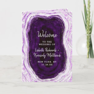 Amethyst Purple & Silver Geode Wedding Ceremony Program