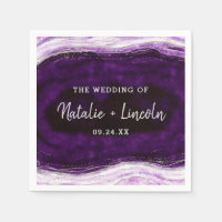 Amethyst Purple & Silver Geode Wedding Monogram