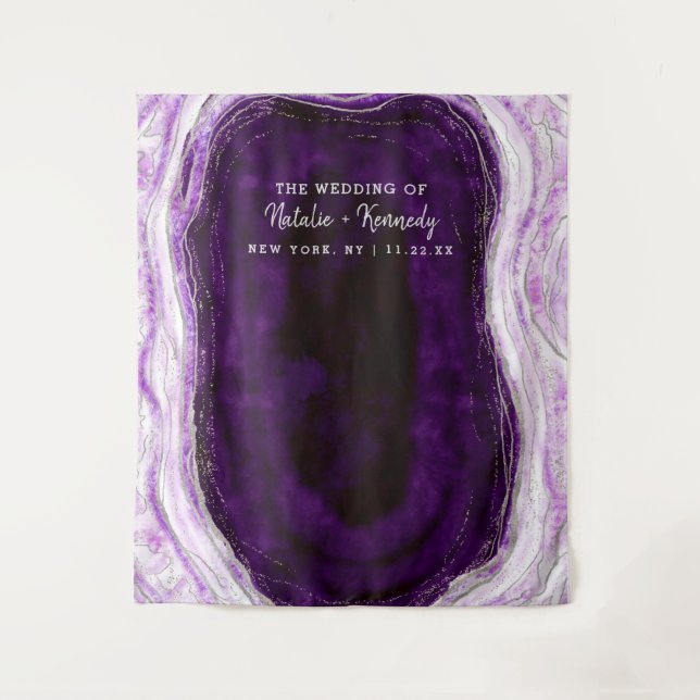 Amethyst Purple & Silver Photo Booth Backdrop Tapestry (Front)
