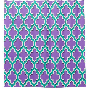 Amethyst Purple Teal White XL Moroccan #4DS Shower Curtain