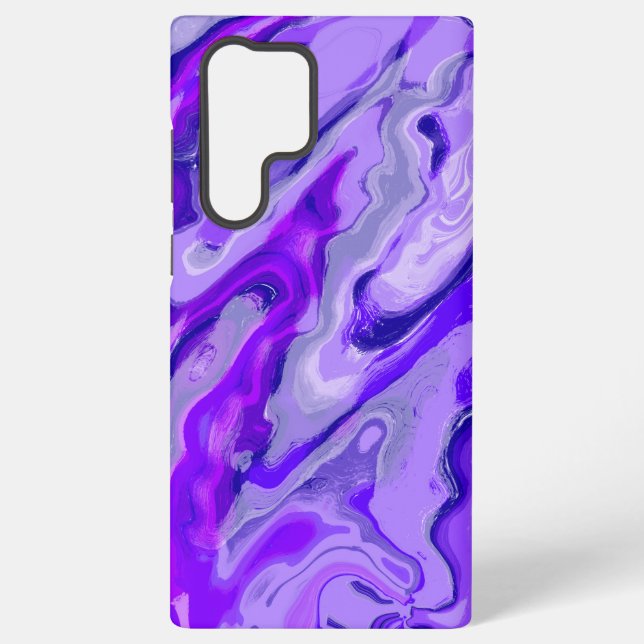 Amethyst Purple Violet Colourful Abstract Marble Samsung Galaxy S22 Ultra Case (Back)