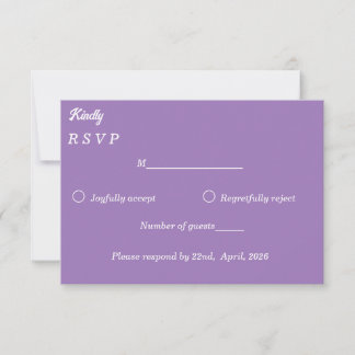 ​Amethyst Purple & White Minimalist Response Card