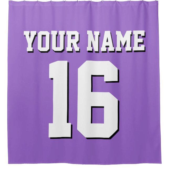 Amethyst Purple White Sports Jersey Team Jersey Shower Curtain (Front)