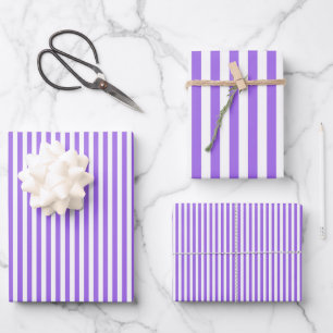 Amethyst Purple & White Stripes Wrapping Paper Sheet