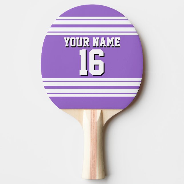 Amethyst Purple Wht Team Jersey Custom Number Name Ping Pong Paddle (Front)