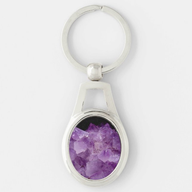 Amethyst Raw Stones  Key Ring (Front)