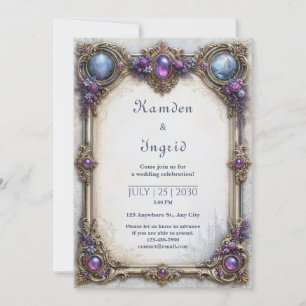 Amethyst Rose Castle Wedding Invitation