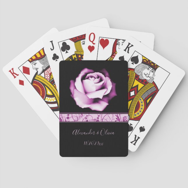 Amethyst Rose Wedding Favour Playing Cards (Back)
