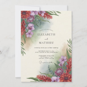 Amethyst Rust Wildflower Wedding Invitation