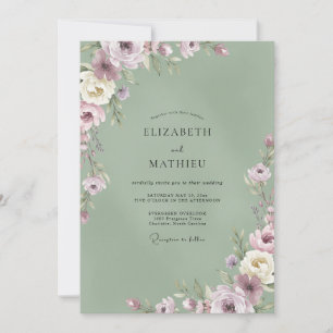Amethyst Sage Petal Wedding Invitation
