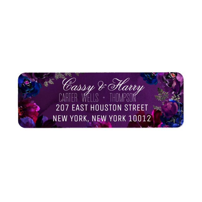 Amethyst Sapphire Jewel Tone Return Address Label (Front)