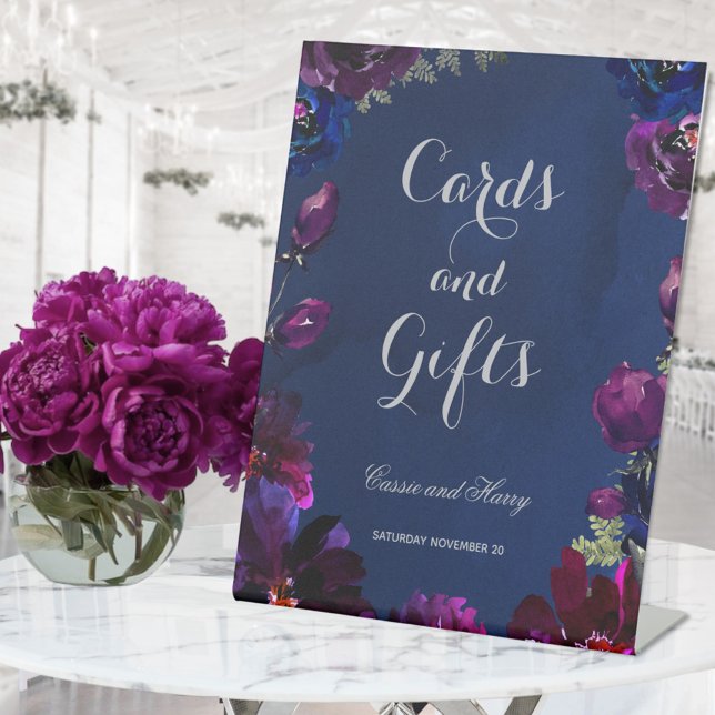 Amethyst Sapphire Navy Jewel Tone Cards & Gifts Pedestal Sign (Creator Uploaded)