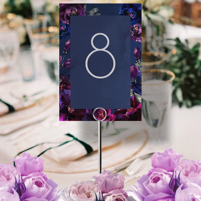 Amethyst Sapphire Navy Jewel Tone Wedding Framed Table Number (Creator Uploaded)