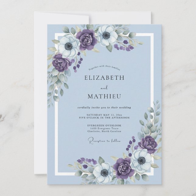 Amethyst Sky Anemone Wedding Invitation (Front)