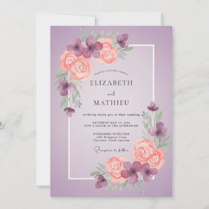Amethyst Soft Coral Painted Wedding Invitation
