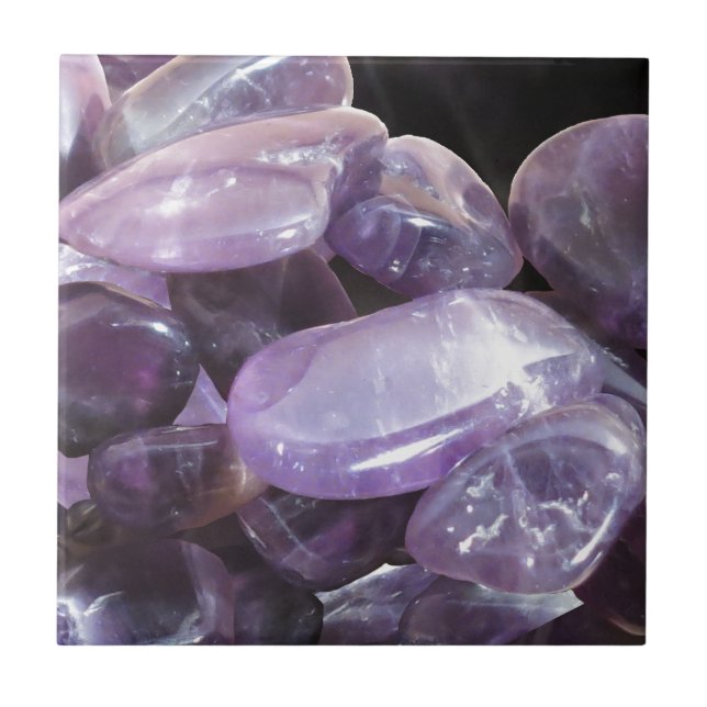 AMETHYST spiritual purple gemstone Ceramic Tile (Front)