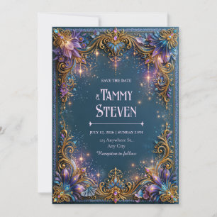 Amethyst Starlight Filigree Wedding Invitation