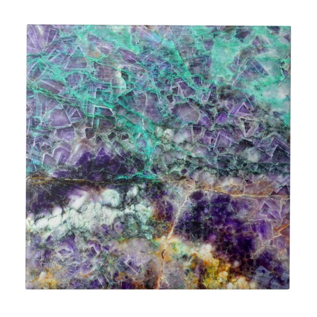 amethyst stone texture pattern rock gem mineral am ceramic tile (Front)