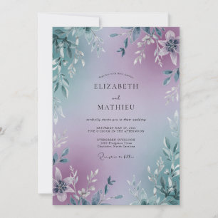 Amethyst Teal Leafy Wedding Invitation