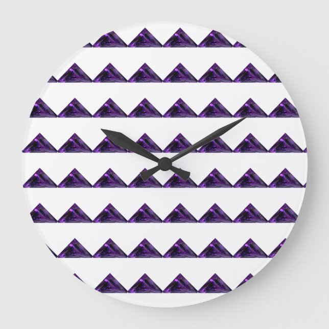 Amethyst Triangle, February Birthstone, Purple Large Clock (Front)