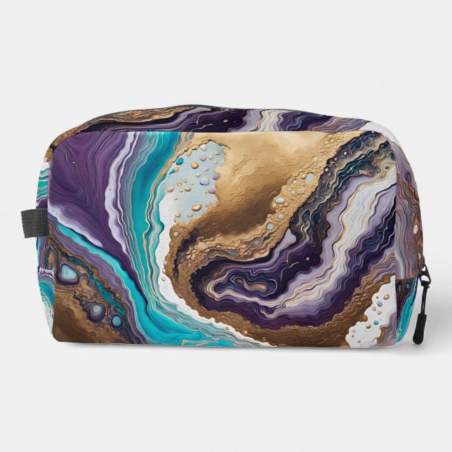 Amethyst Turquoise and Gold Abstract  Dopp Kit (Front)