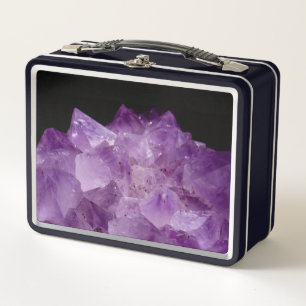 Amethyst Uncut Stones Metal Lunch Box