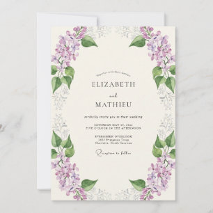 Amethyst Violet Sprig Eucalyptus Wedding Invitation