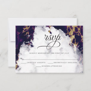 Amethyst  Watercolor Geode  BarefootBride™ RSVP Card