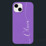 Amethyst White Elegant Calligraphy Script Name Case-Mate iPhone 14 Case<br><div class="desc">Amethyst Elegant White Calligraphy Script Custom Personalised Name iPhone 14 Smart Phone Cases features a modern and trendy simple and stylish design with your personalised name in elegant hand written calligraphy script typography on a amethyst background. Designed by ©Evco Studio www.zazzle.com/store/evcostudio</div>