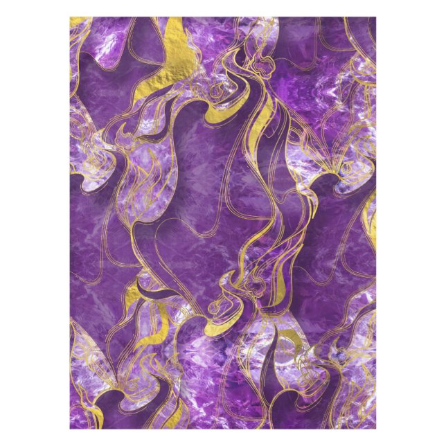 Amethyst  with gold marbled texture tablecloth (Front)