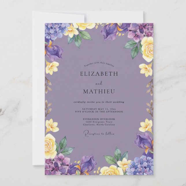Amethyst Yellow Bloom Wedding Invitation (Front)