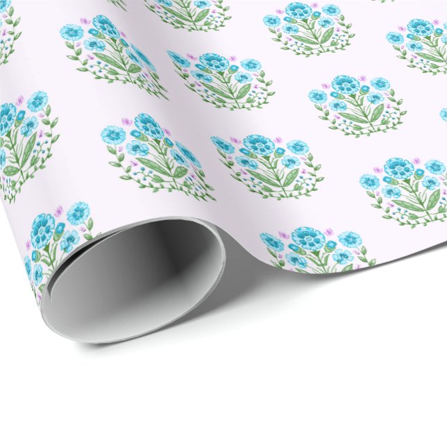 Amherst Floral Print on Lavender Wrapping Paper (Roll Corner)
