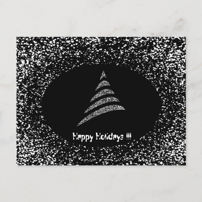 Amiable Monochrome Artistic Christmas Tree Holiday Postcard (Front)