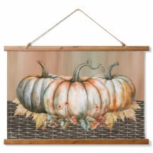 Amiable Orange, White and Green Watercolor Pumpkin