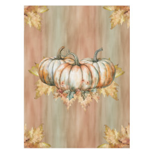 Amiable Orange, White and Green Watercolor Pumpkin Tablecloth