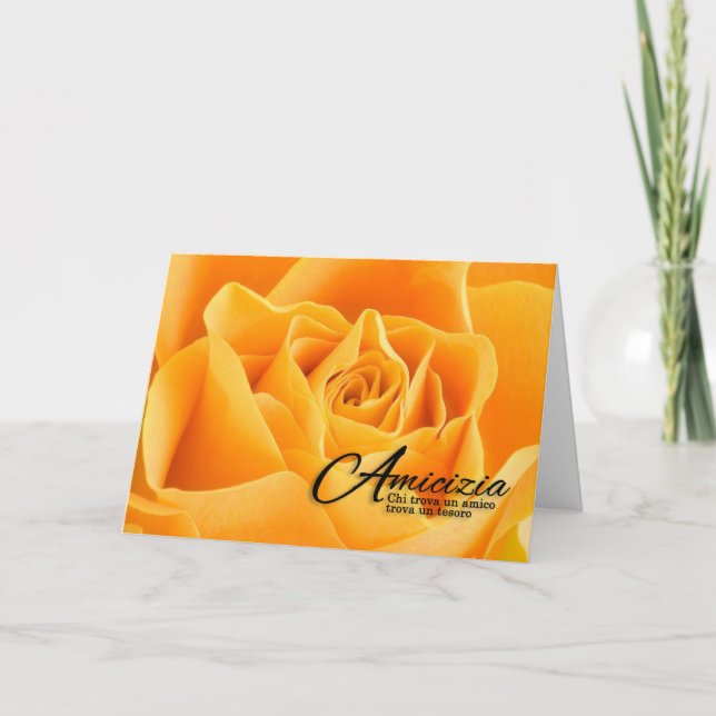 Amicizia Friendship Italian Language Yellow Rose Card (Front)