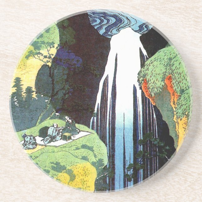 Amida Waterfall, Hokusai Japanese Fine Art Coaster (Front)