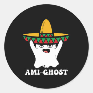 Amighost Spooky Halloween Ghost Mexican Sombrero A Classic Round Sticker