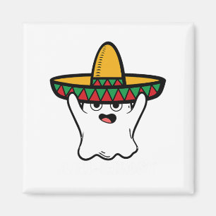 Amighost Spooky Halloween Ghost Mexican Sombrero A Magnet