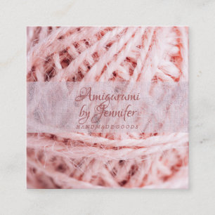 Amigurumi Yarn Pink Crochet Square Business Card