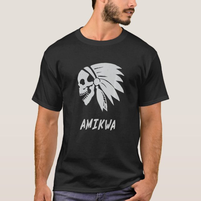 Amikwa Native American Indian Born Freedom Evil Sk T-Shirt (Front)