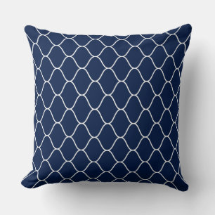 Amime Pattern - White on Dk Indigo Blue 001744 Cushion