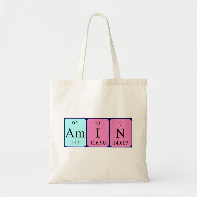 Amin periodic table name tote bag (Front)