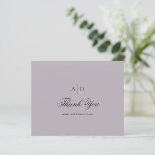 Amira Dusty Lilac Elegant Wedding Thank You Card