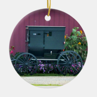 Amish Buggy-Barnyard Ceramic Ornament