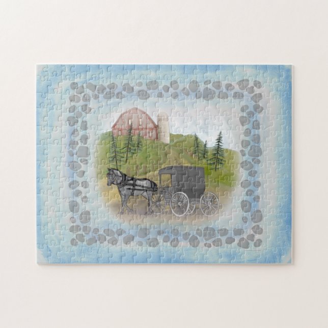 Amish Buggy Returning Jigsaw Puzzle (Horizontal)