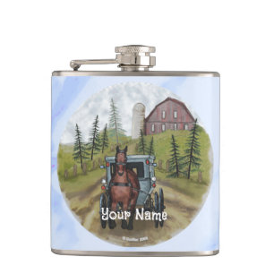 Amish Buggy Town Day flask